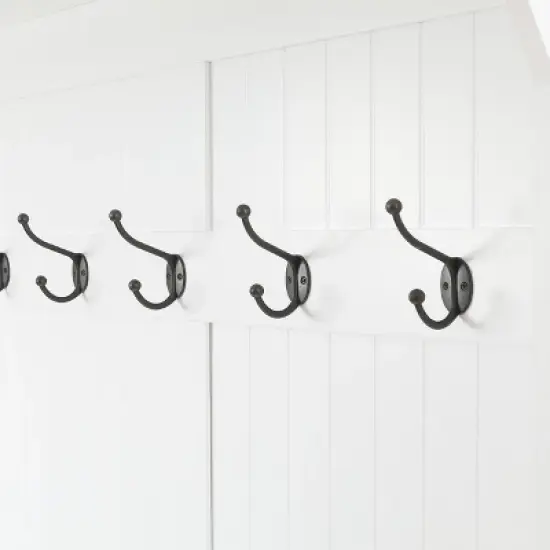 LuxenHome White MDF Hall Tree with Storage Bench image {8}