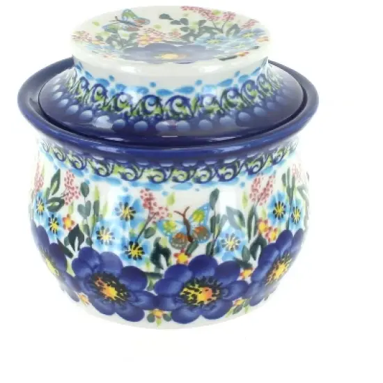 Blue Rose Polish Pottery 549 Vena French Butter Dish image {5}