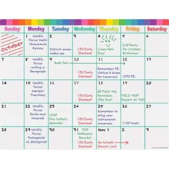 Teacher Created Resources&reg; Colorful Calendar Write-On/Wipe-Off Chart, Pack of 6 image {2}