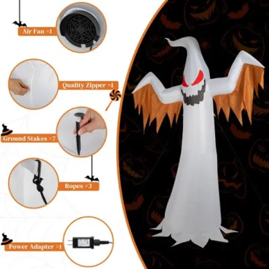12ft Giant Scary Ghost Flames and Flashing Red Eyes Inflatable Halloween Decoration image {5}