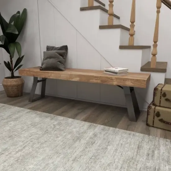 Natural Solid Wood Bench Light Brown - Olivia & May image {14}