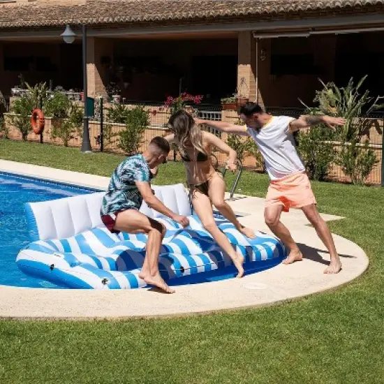 Zone Tech Inflatable Pool Float - 3 Person Tanning Pool Float Lounger Chair with Handles, Cup and Phone Holder for Outdoor, Beach, Swimming Pool, Lake image {8}