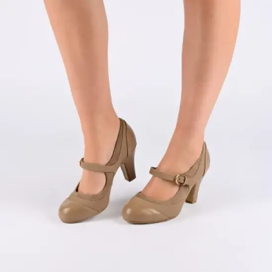 Journee Collection Womens Siri Round Toe Mid Block Heel Pumps image {8}