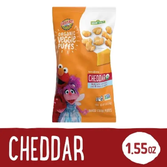 Earth's Best Organic Veggie Cheddar Puffs Baby & Toddler Snacks Sesame Street - 1.55oz image {9}