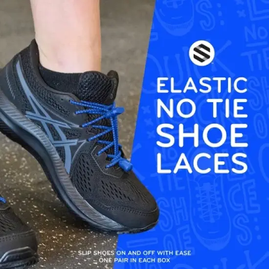 The Original Stretchlace Quick Lock No-Tie Elastic Shoelaces &ndash; Blue Adjustable Shoe Laces (1 Pair) image {2}