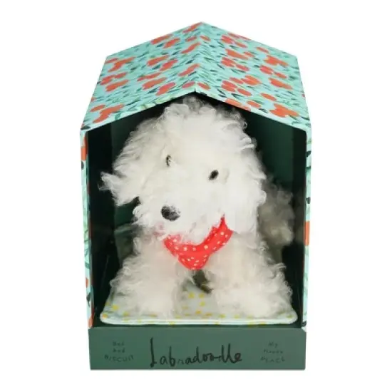 Manhattan Toy Bed & Biscuit Labradoodle Plush Puppy Dog & Keepsake Dog House with Mini-Storybook in Hidden Drawer image {1}
