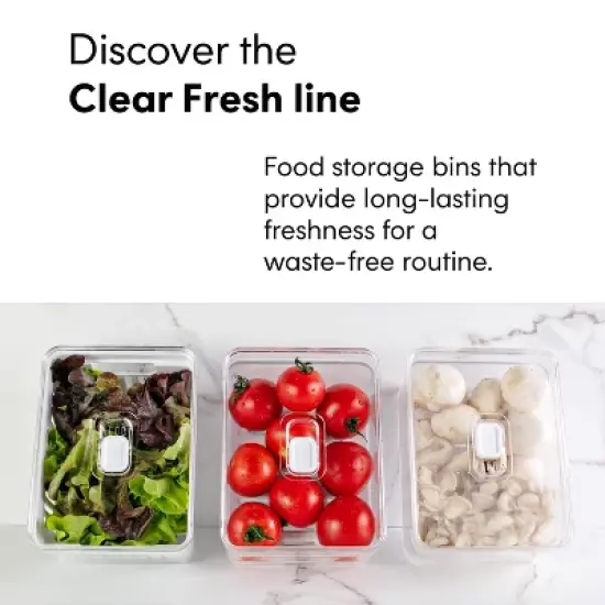 OU Fridge Organizer Bin with Drain Basket & Vented Lid, Clear Stackable Refrigerator Storage Container, Produce Kitchen Storage Bin, BPA Free, 4 Pack image {6}