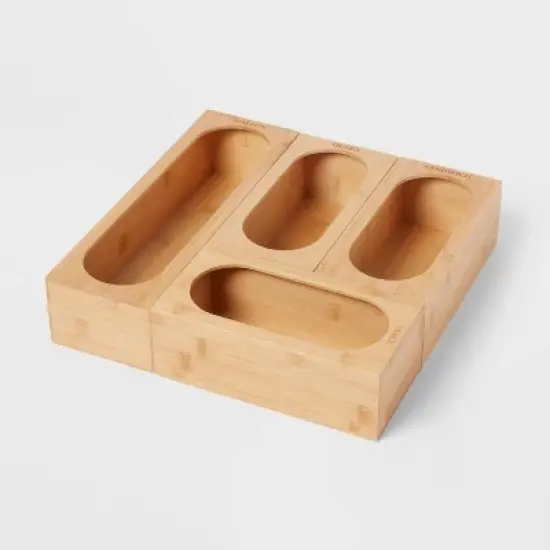 Natural Plastic Food Storage Bag Organizer Yellow - Brightroom&trade;: Freestanding Bag Holder, Kitchen Dispenser, 12.75"x12.75" image {3}