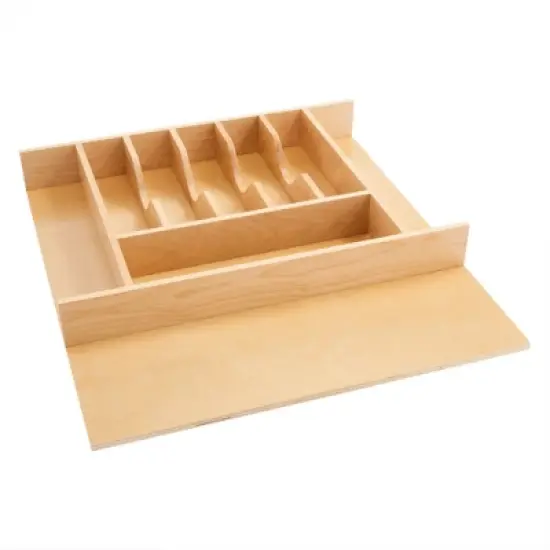 Rev-A-Shelf Trim-to-Fit Silverware Drawer Organizer For Kitchen Utensil Cutlery Cabinet Storage, Natural Maple Wood Compartment Tray Insert image {9}