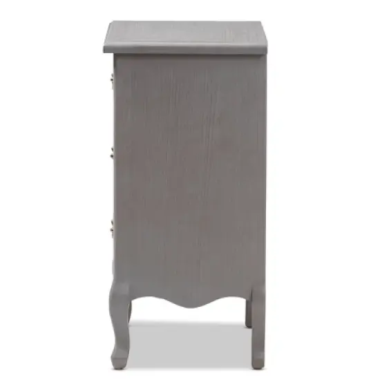 3 Drawer Capucine Finished Wood Nightstand Gray - Baxton Studio image {7}