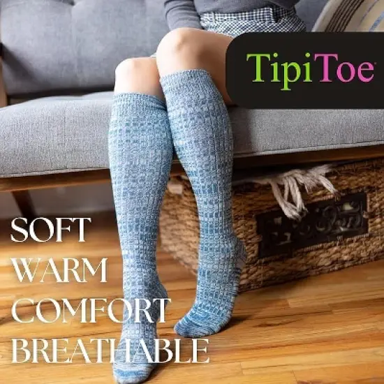 Tipi Toe Womens 3 Pairs Ragg Marled Texture with Ribbed Tonal Harmony Pattern Knee High Wool-Blend Boot Socks image {2}