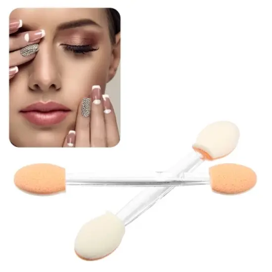 Unique Bargains Short Sponge Dual Sides Eye Shadow Makeup Brushes Applicator Clear 25 PCS image {1}