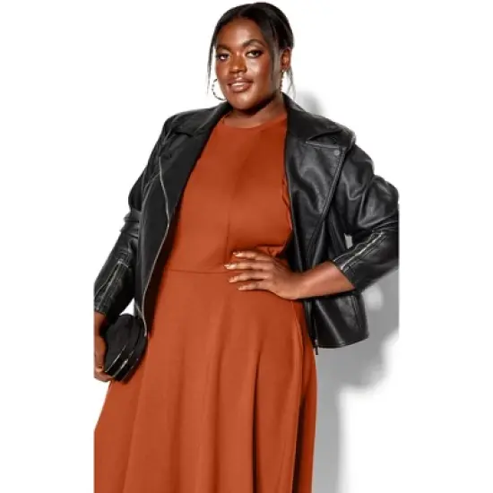 Women's Plus Size Frill Shoulder Dress - ginger | CITY CHIC image {3}