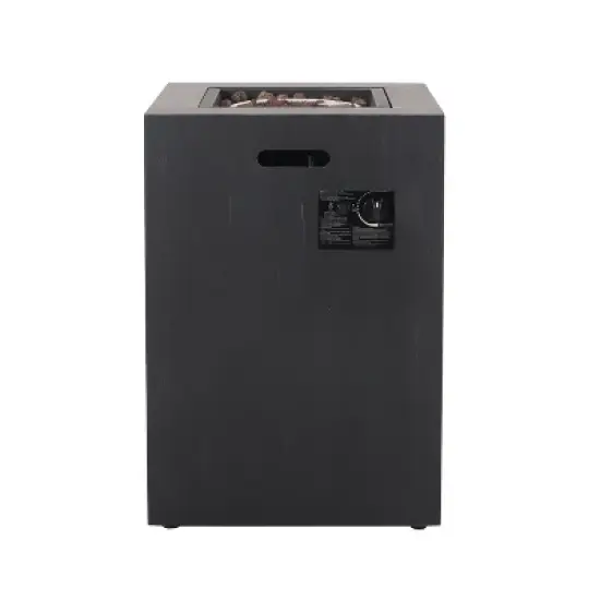 19.5 Inch Square Outdoor Fire Column with 30,000 BTU and Built In Propane Tank image {7}