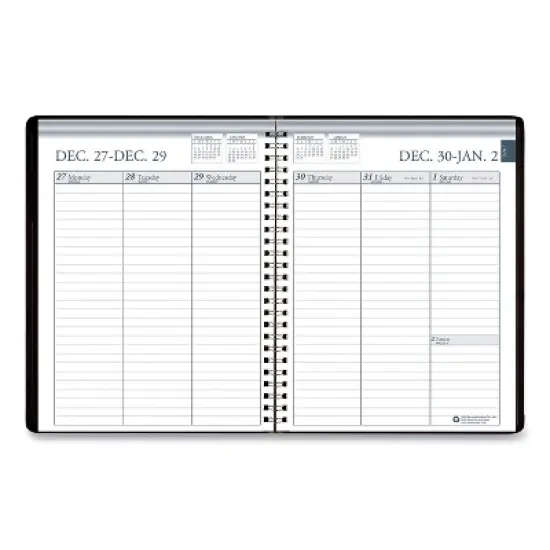 Recycled Weekly Appointment Book Ruled without Appointment Times, 8.75 x 6.88, Black Cover, 12-Month (Jan to Dec): 2026 image {1}