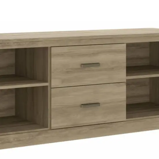 Wooden 2 Drawers and 4 Open Compartments TV Stand for TVs up to 59" Brown - The Urban Port image {4}