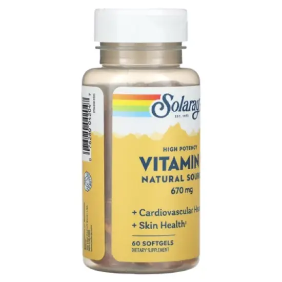 Solaray Vitamin E, Natural Source, High Potency , 670 mg, 60 Softgels image {3}