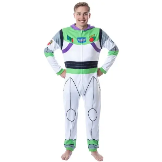 Disney Mens' Toy Story Buzz Lightyear Costume Pajama Union Suit White image {4}