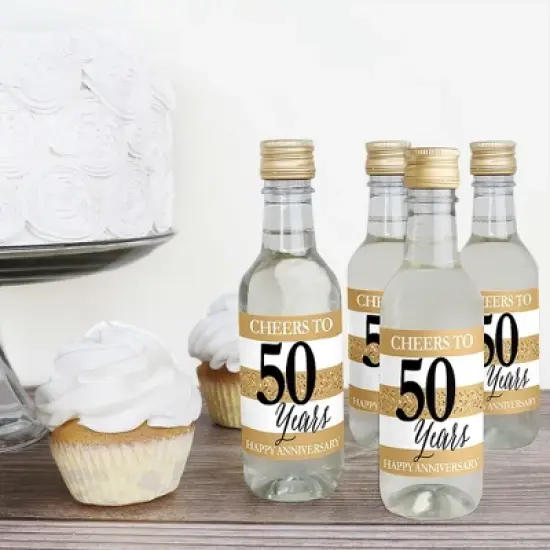 Big Dot of Happiness We Still Do - 50th Wedding Anniversary - Mini Wine and Champagne Bottle Label Stickers - Anniversary Party Favor Gift - Set of 16 image {2}