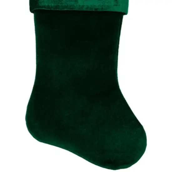 Northlight Traditional Velvet Hanging Christmas Stocking - 19" - Green image {3}