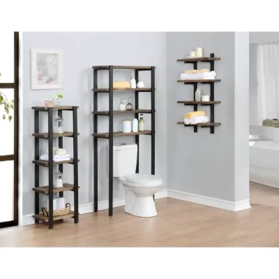 Pomona 4-Shelf Bath Storage Brown - Alaterre Furniture image {4}