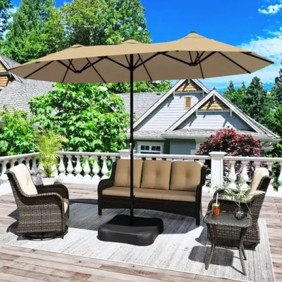 UPTION Double-sided Outdoor Patio Umbrella image {3}