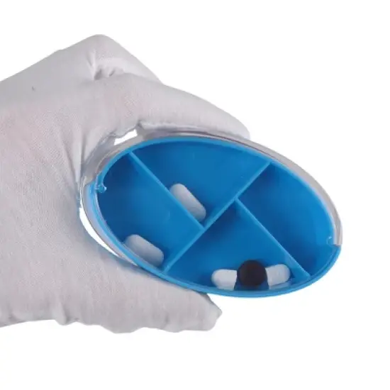 Unique Bargains 4 Grids Rotating Lid Pill Case 1 Pc image {4}