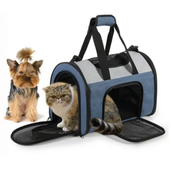 JESPET Soft-Sided Kennel Pet Carrier for Small Dogs, Cats, Puppy, Airline Approved Cat Carriers Dog Carrier Collapsible, Travel Handbag & Car Seat image {4}