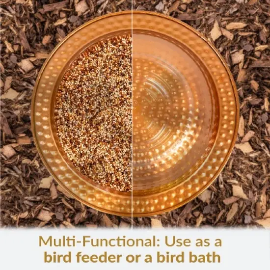 Sunnydaze Outdoor Staked Bird Bath or Bird Feeder with Copper Finish and Step-In Stake - 38" image {4}