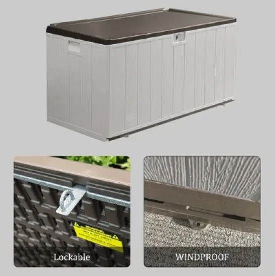 Decksplore Waterproof Patio Storage 110GAL Deck Storage Box Organizer for Pool & Garden image {7}
