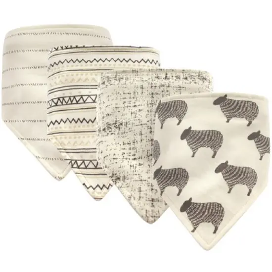 Hudson Baby Infant Cotton Bandana Bibs 4pk, Sheep, One Size image {1}