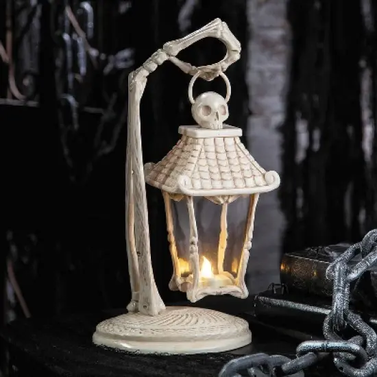16 1/2" Light-Up Skeleton Crew Bone Lantern Halloween Tabletop Decoration image {1}