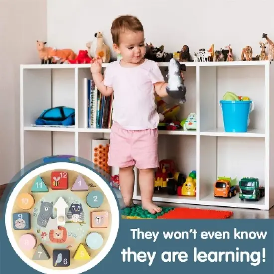 Leo & Friends Shape Sorting Clock with Removable Number Blocks 1-12 Included image {5}