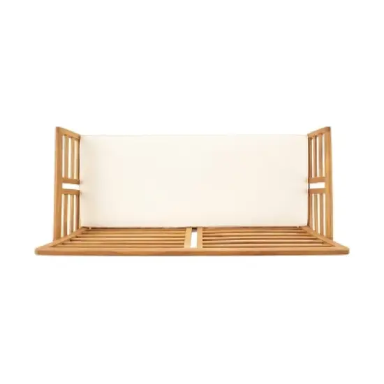 Christopher Knight Home Caydon Outdoor Acacia Wood Loveseat with Cushions, Brown/Cream image {5}