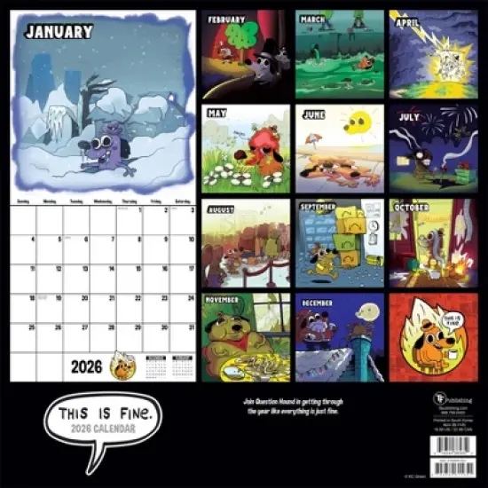 TF Publishing 13.5"x14.5" 2026 THIS IS FINE Wall Calendar image {4}