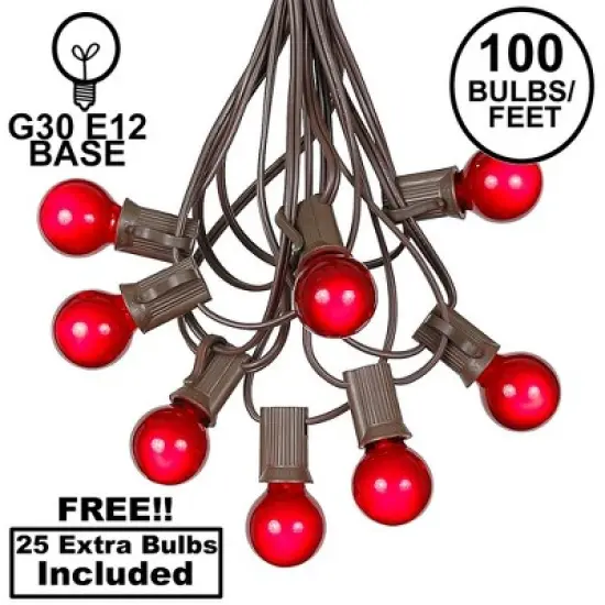 Novelty Lights 100 Feet G30 Globe Outdoor Patio String Lights, Brown Wire image {11}