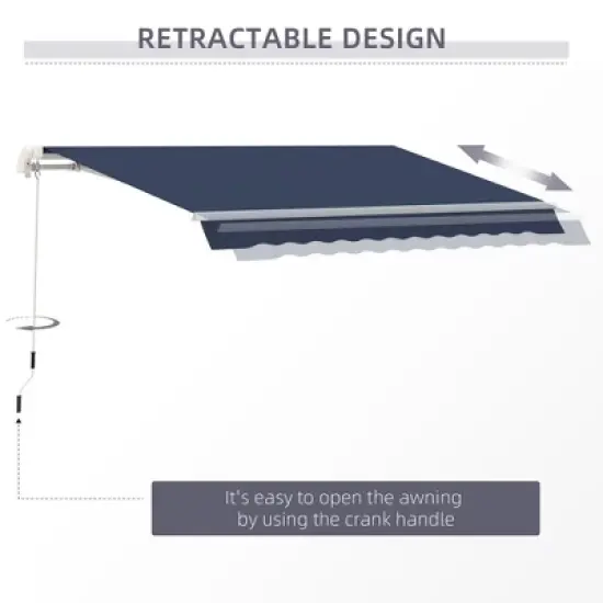 Sapphtopaz 10' x 8' Retractable Awning Manual Patio Awnings Sunshade Shelter UV & Water-Resistant with Manual Crank Handle image {5}