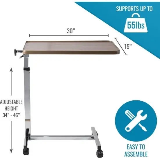 DMI Healthcare Heavy Duty Over Bed Table Tilt Top Table image {2}