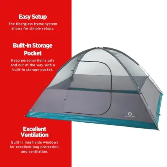 Outbound 8 Person 3 Season Lightweight Dome Camping Tent, Room Divider, Heavy Duty 600mm Coated Blackout Rainfly and Zip Up Carrying Bag, White/Gray image {4}