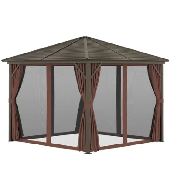 Outsunny 10x10 Hardtop Gazebo with Aluminum Frame, Permanent Metal image {3}