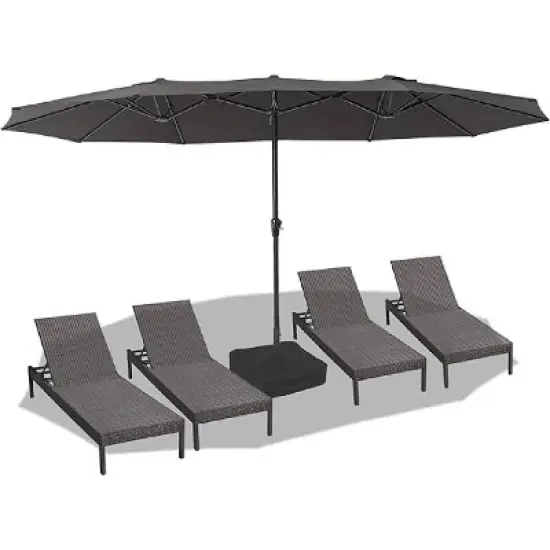 GustoWave Outdoor 15FT Double-Sided Patio Umbrella with Base image {1}