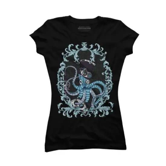 Junior's Design By Humans Steampunk Octopus By paviash T-Shirt image {3}