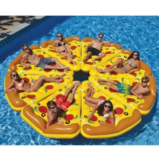 Swimline 72" Inflatable Pizza Slice Novelty Swimming Pool Float Raft - Yellow/Orange image {4}