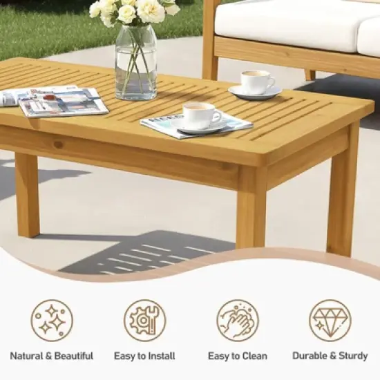 Karl Home Patio Light Brown Wood Table image {4}