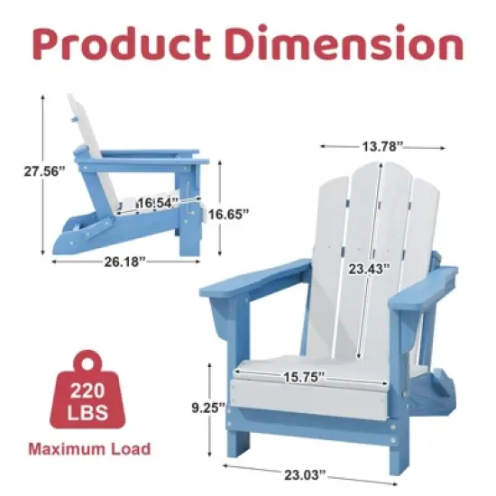 Hyleory Kids' Outdoor Adirondack Chair - Durable HDPE Kids' Patio Chair image {8}
