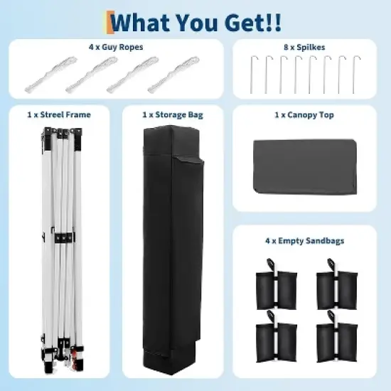 10x10 FT Canopy Tent, Outdoor Shelter with 3 Adjustable Heights, Quick Setup, Includes 4 Sandbags & Carry Bag, Ideal for Camping, Parties image {5}