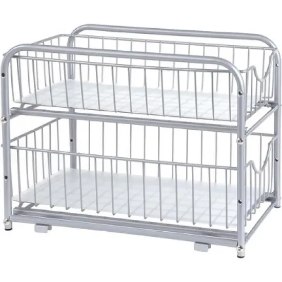 SONGMICS Pull Out,  Sliding, Stackable Under Sink Cabinet Organizer with Storage Basket Drawers, for Kitchen image {8}