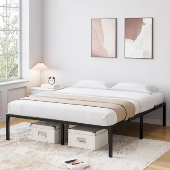 Bed Frame No Box Spring Needed, Heavy Duty Metal Platform Bed Frame for Bedroom Easy Assembly, Noise Free, Black image {13}