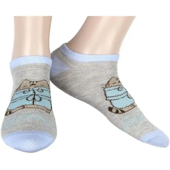 Pusheen The Cat So Relaxed No Show Ankle Socks Size 5-9 - 3 Pair Blue image {2}