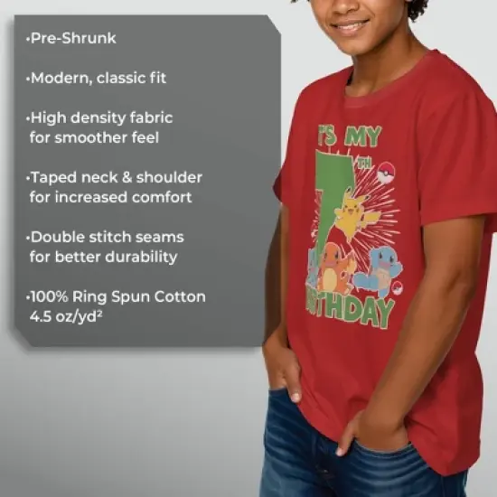 Boy's Pokemon It's My 7th Birthday Starters T-Shirt image {1}